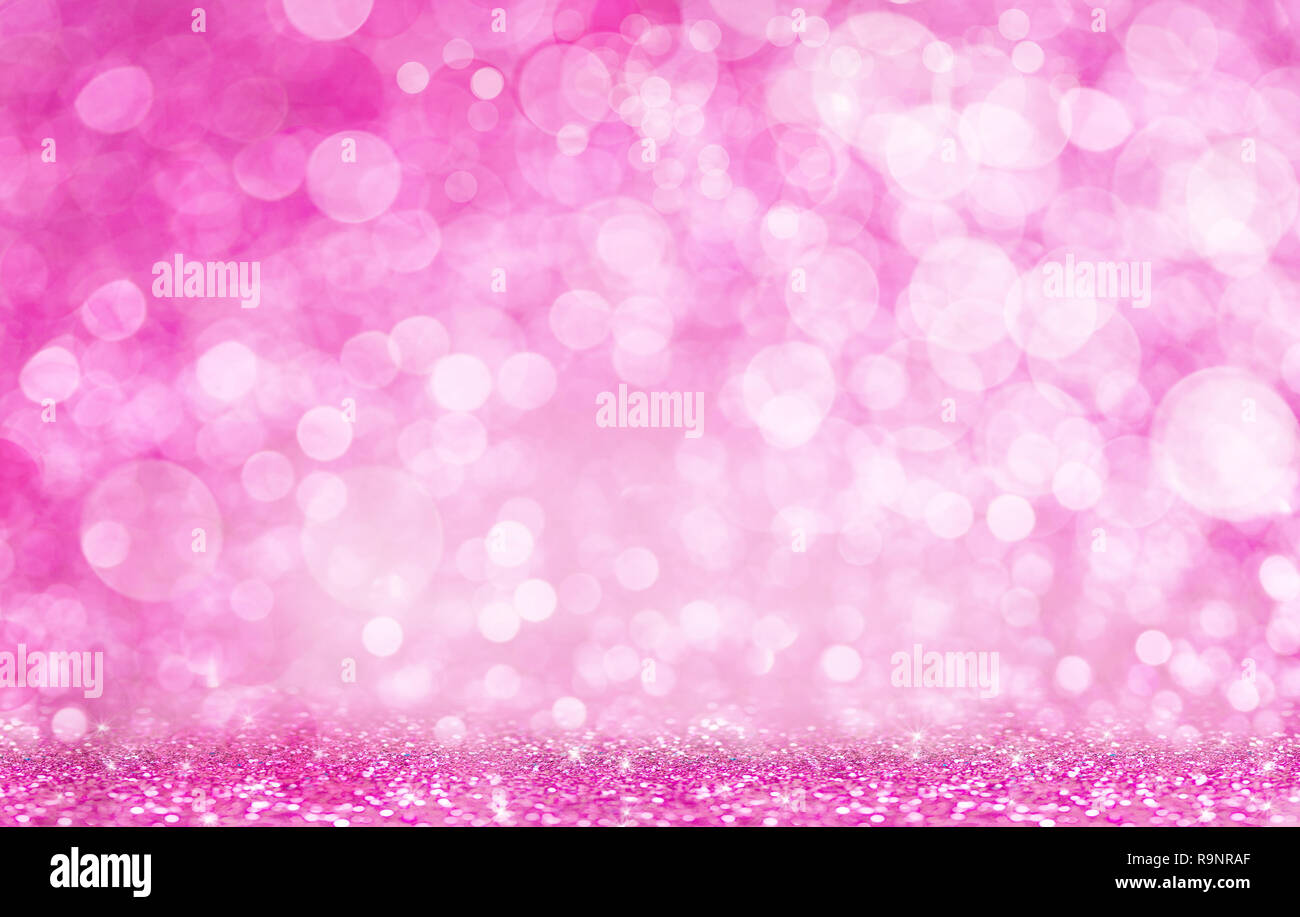 Valentinstag. Leuchtend rosa Licht Bokeh Wirkung. Urlaub Hintergrund. Stockfoto