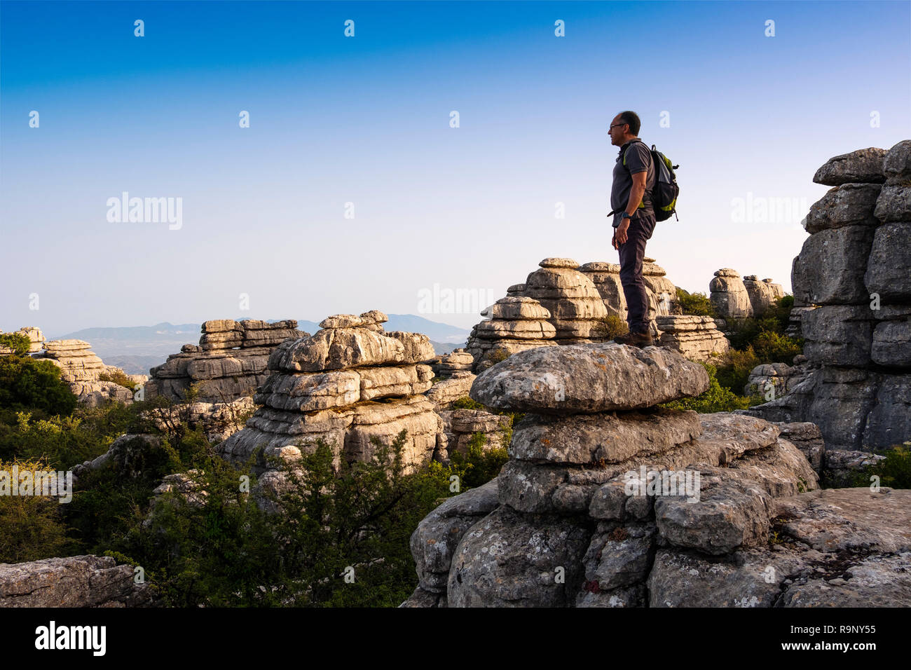 Torcal de Antequera, Erosion arbeiten an Jurassic Kalksteine, Provinz Málaga. Andalusien, Südspanien Europa. Stockfoto