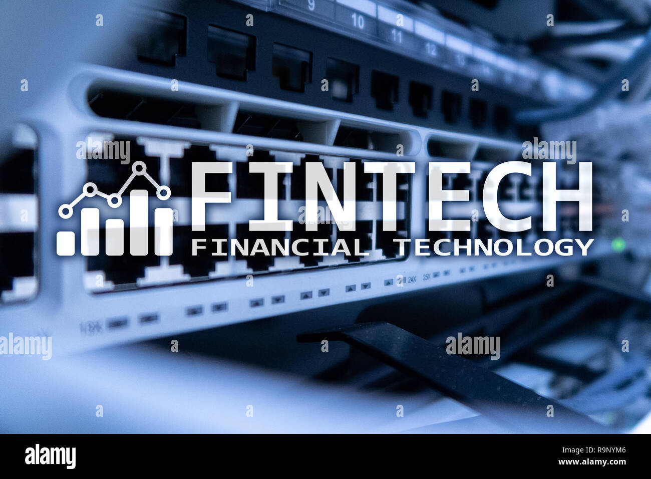 Fintech - Finanzielle Technologie. Business Solution und Software Entwicklung. Stockfoto