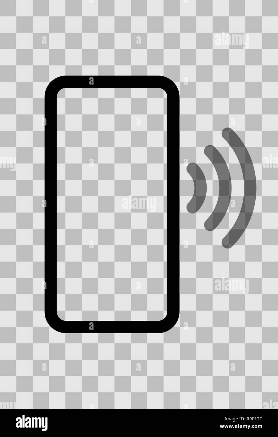 Mit wellen Symbol Smartphone - schwarz transparent einfache flache-Vector Illustration Stock Vektor