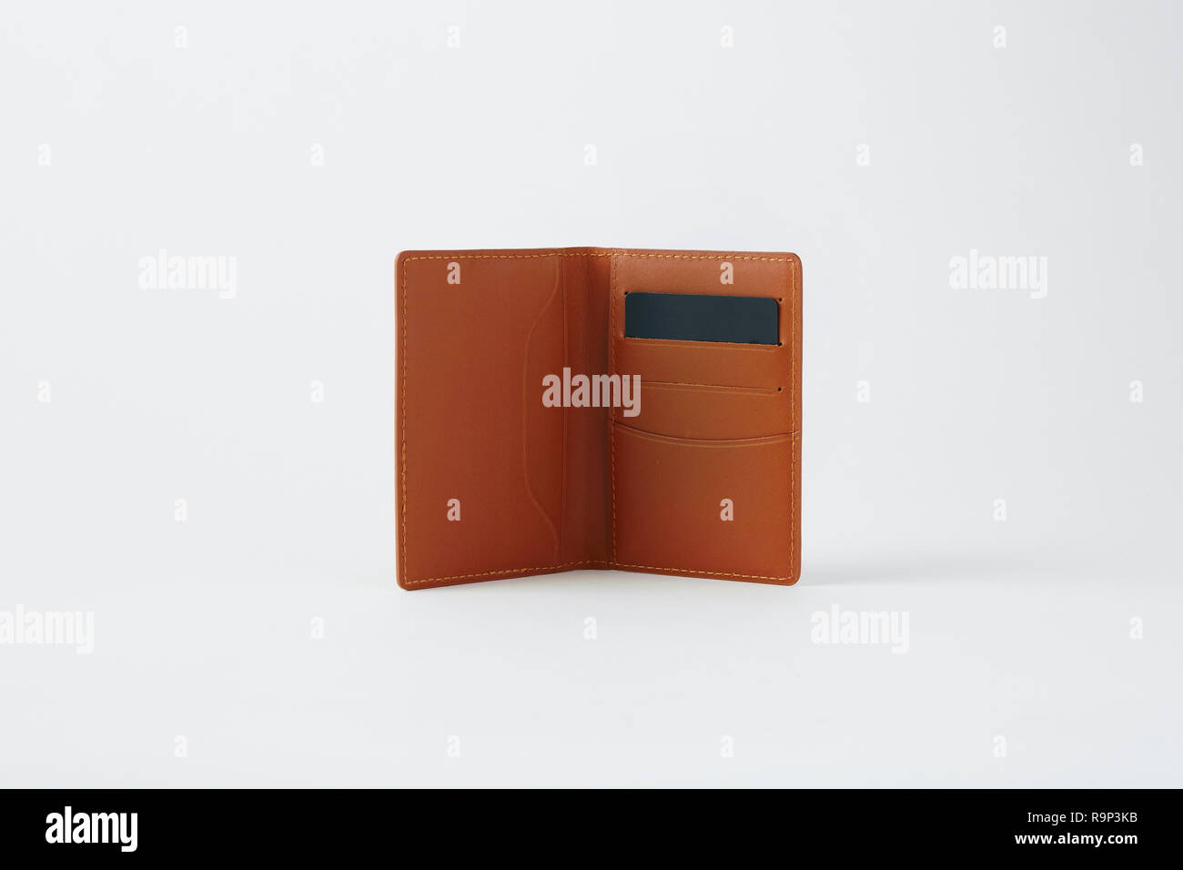 Leder Karte öffnen Stockfoto