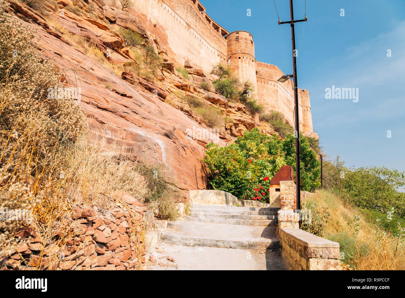 Mehrangarh Fort antike Ruinen in Jodhpur, Indien Stockfoto