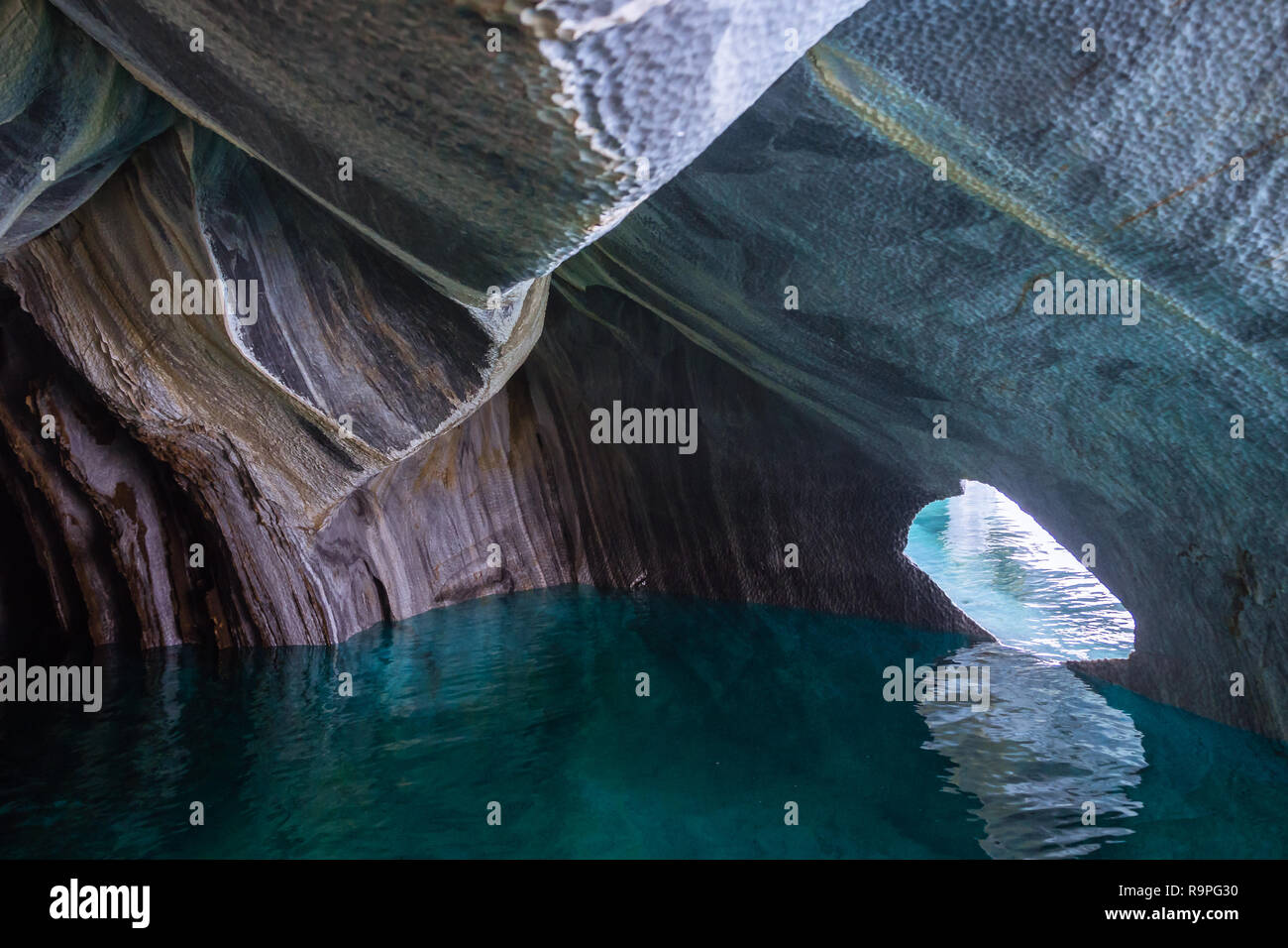 Marmor Höhlen (Capillas Del Marmol). General Carrera See auch genannt Lago Buenos Aires. Norden von Patagonien. Chile. Blaue Farbe Stockfoto