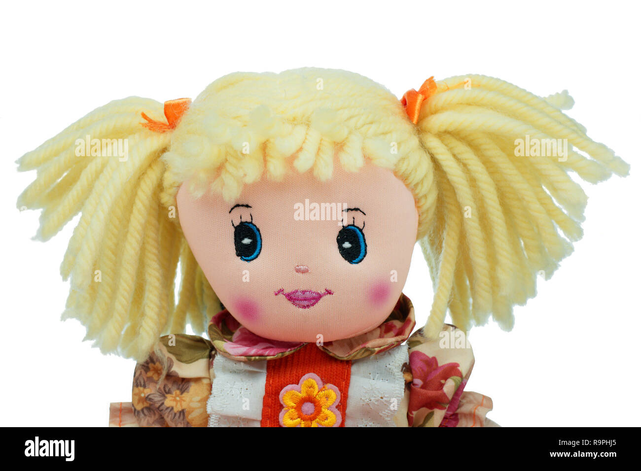 Blonde Cute rag doll portrait isoliert Stockfoto