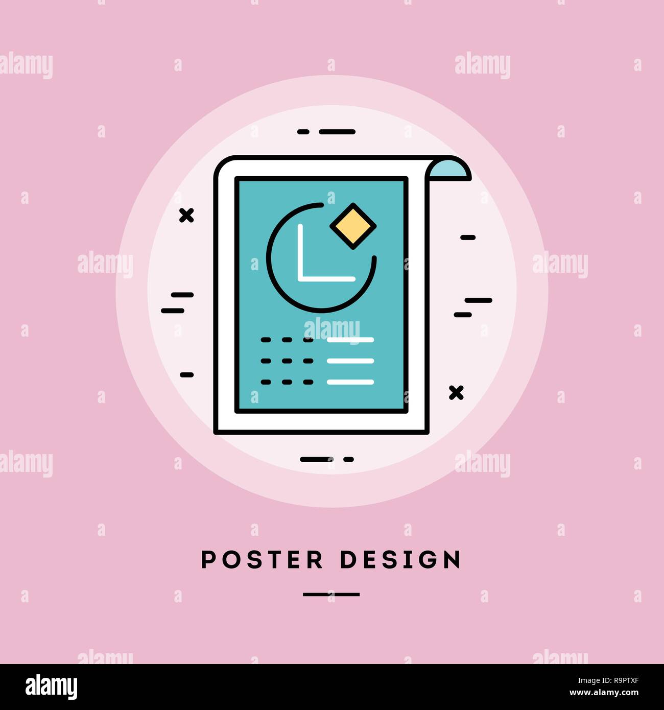 Poster, flache Bauform dünne Linie Banner. Vector Illustration. Stock Vektor