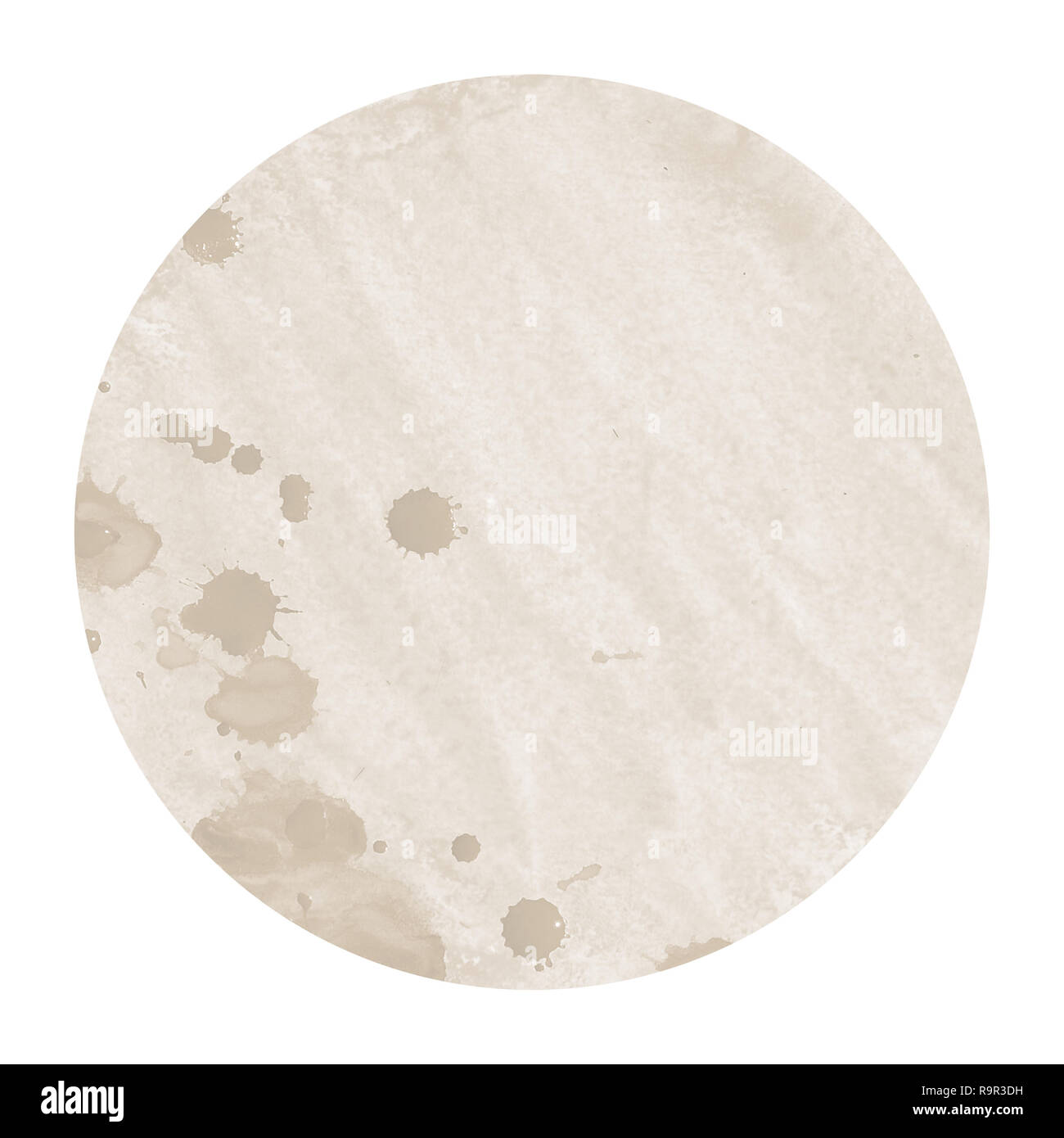 Braun Hand gezeichnet Aquarell kreisförmige Rahmen Hintergrund Textur mit Flecken. Modernes Design Element Stockfoto