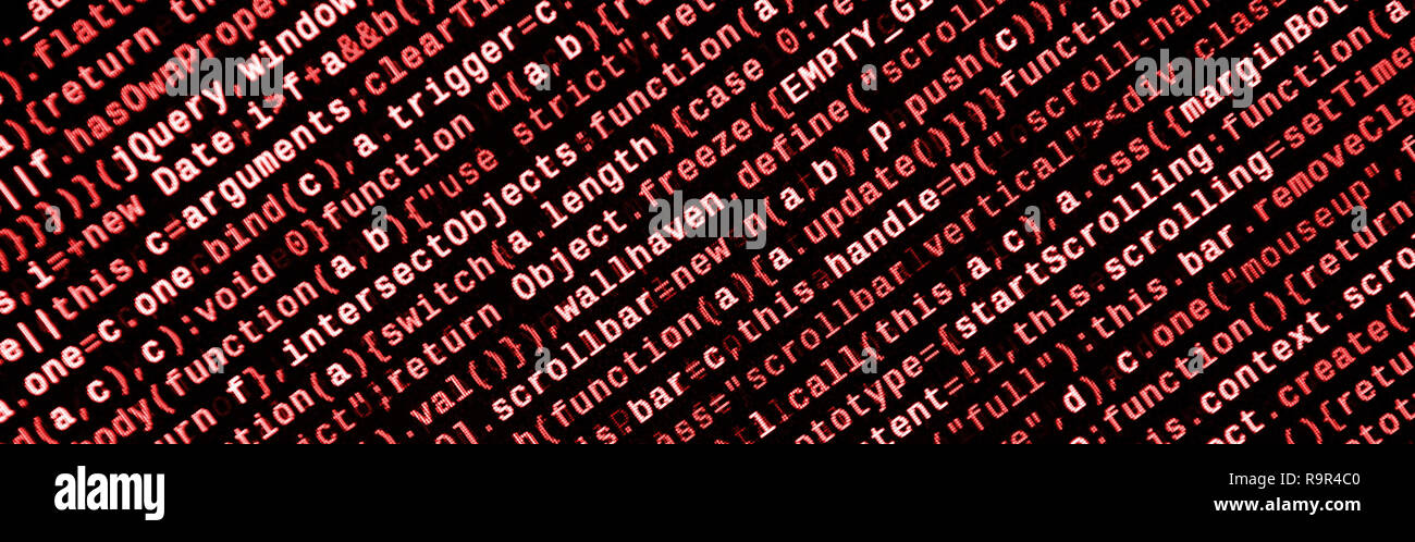 Das Schreiben von Programmcode auf dem Laptop. Digitale binäre Daten ...