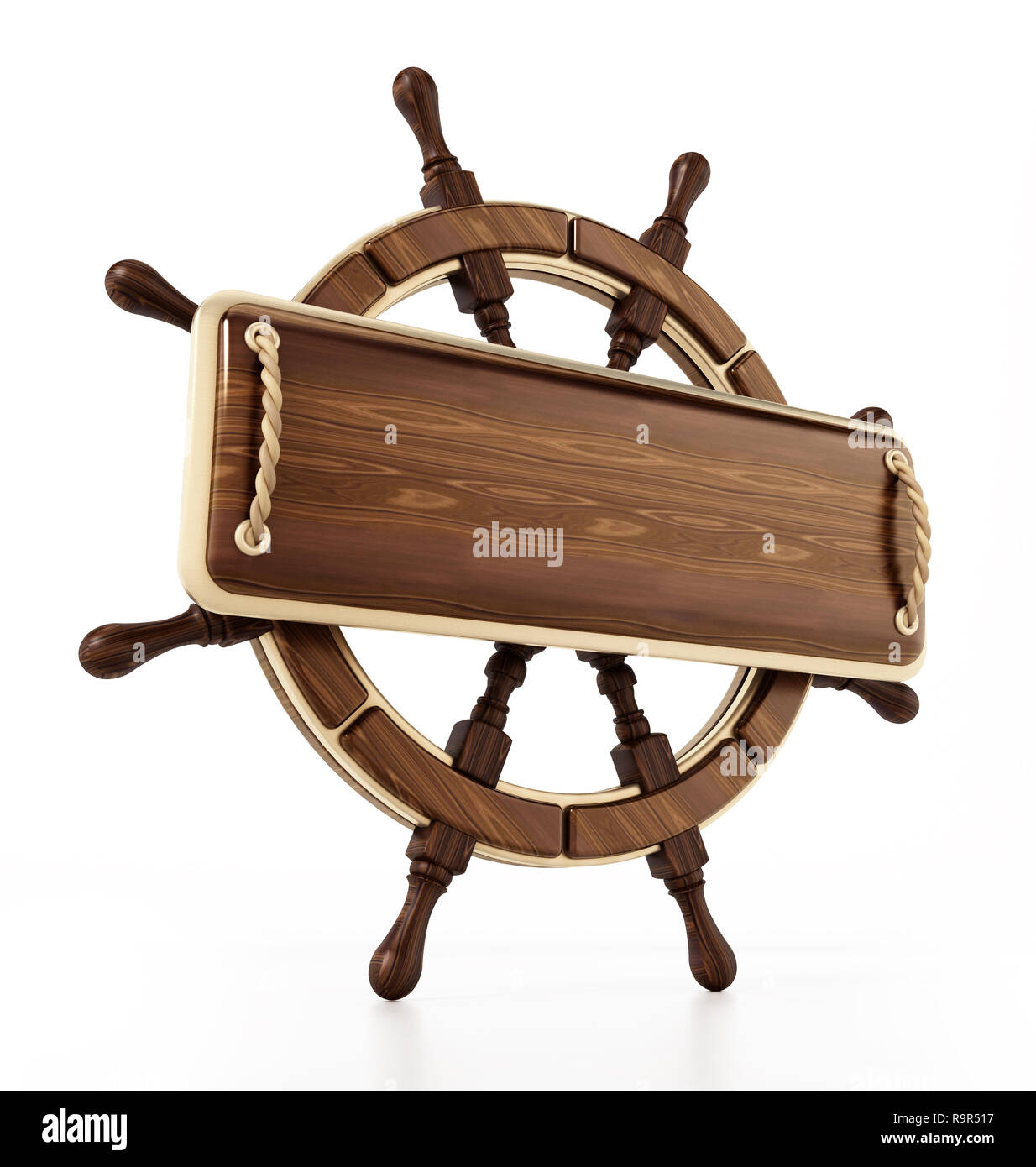 Schiff Rad auf weißem Hintergrund. 3D-Darstellung. Stockfoto