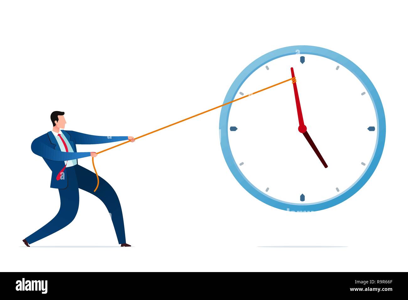 Geschäftsmann seine Kraft, die Zeit und Termin zu stoppen. Geschäftskonzept Vector Illustration. Stock Vektor