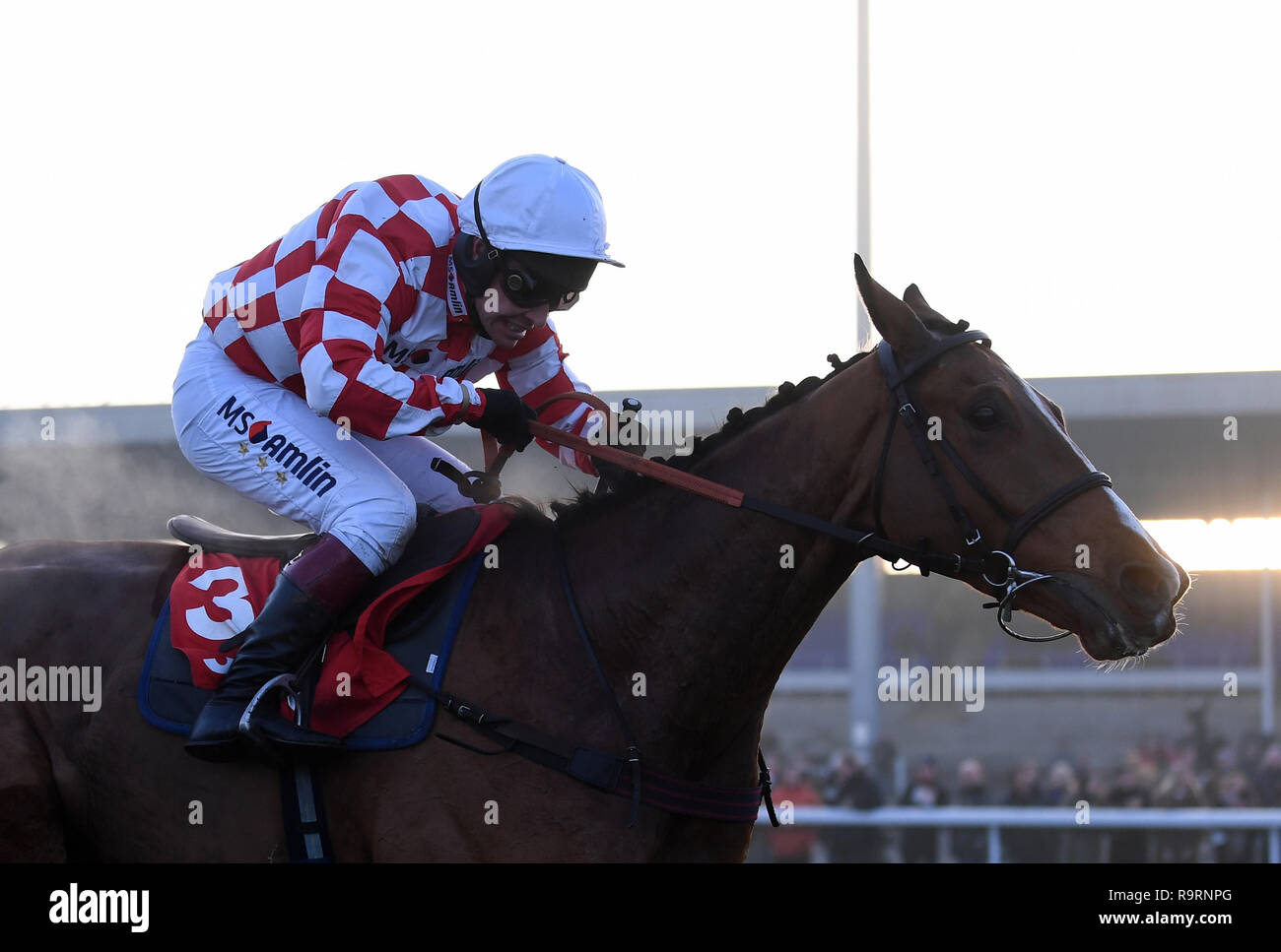 Kempton Park Racecourse, Sunbury-on-Thames, UK. 27 Dez, 2018. 32 Rot Winter Festival Pferderennen, Tag 2; Springtown See geritten von Richard Johnson im fünften Rennen der 32 RedCom Handicap Chase Credit: Aktion plus Sport/Alamy leben Nachrichten Stockfoto