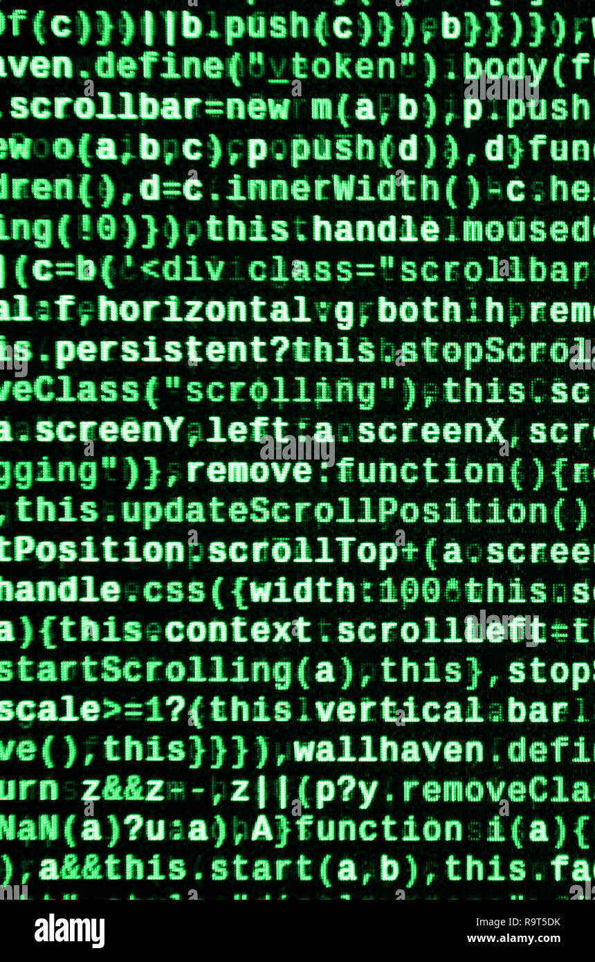 Das Schreiben von Programmcode auf dem Laptop. Digitale binäre Daten ...