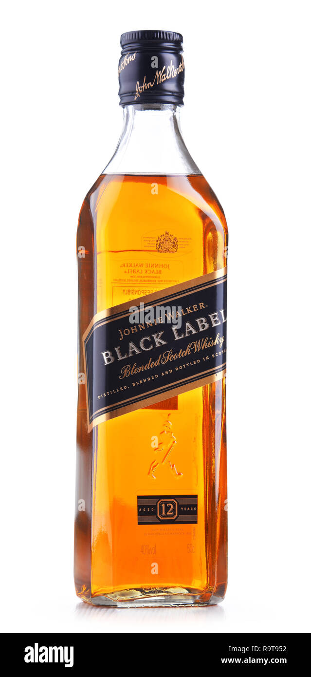 POZNAN, POL - 27.September 2018: eine Flasche Johnnie Walker, der am weitesten verbreiteten Marke von Blended Scotch Whisky in der Welt mit einem Umsatz von über 130 m Stockfoto