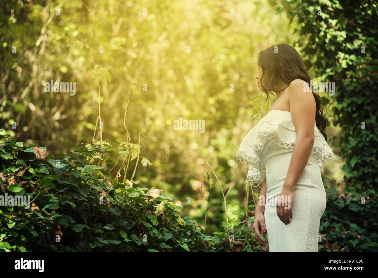 Frau im Wald Stockfoto