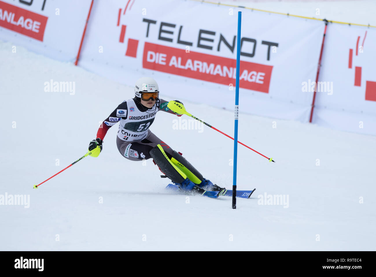 Meine Damen Ski Alpin Ski World Cup 2018 Courchevel Wintersport Alpin slalom der Frauen Stockfoto