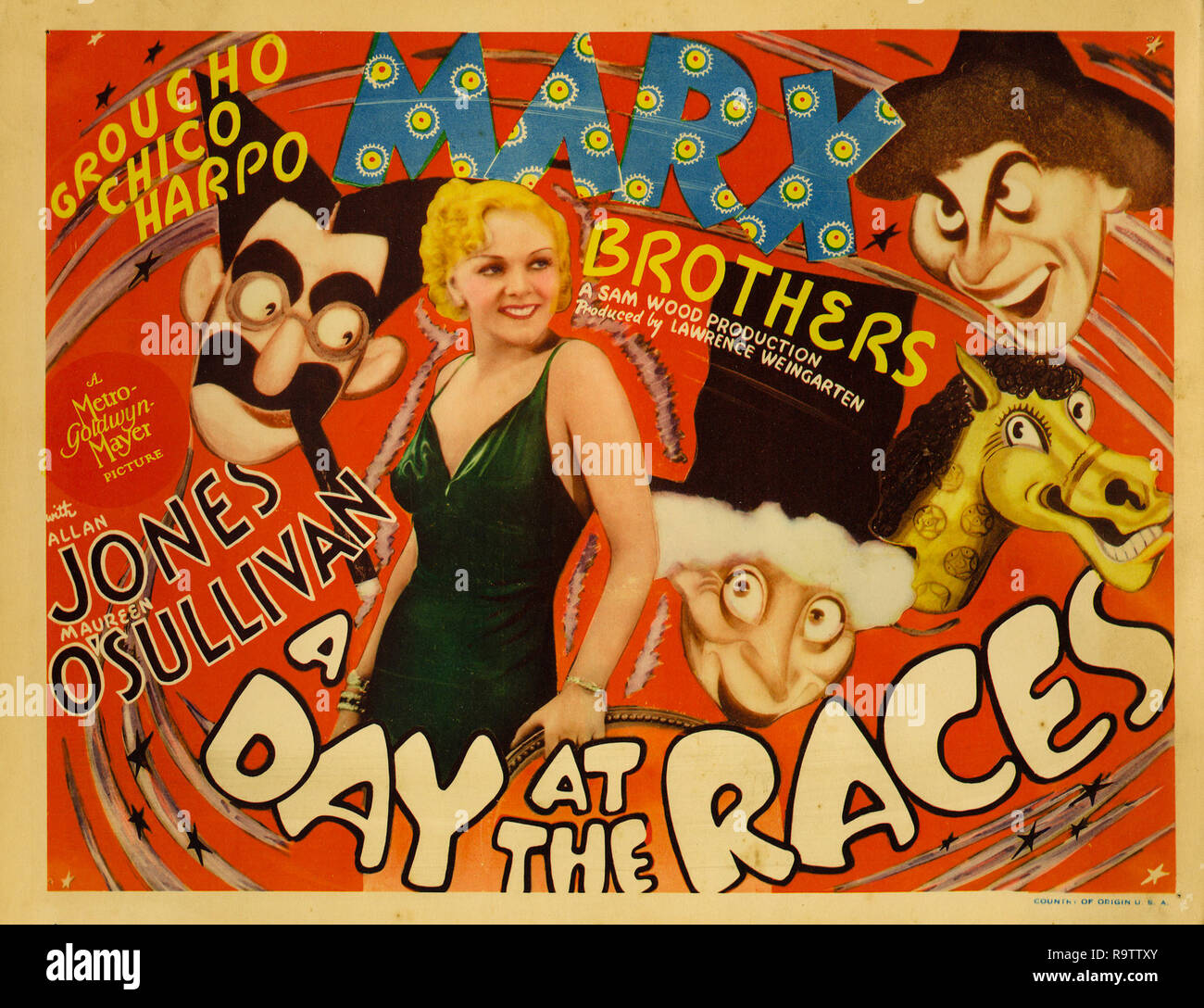 Ein Tag auf der Rennbahn (MGM, 1937). Lobby Card/Poster die Marx Brothers, Maureen O'Sullivan's Datei Referenz # 33635 881 THA Stockfoto
