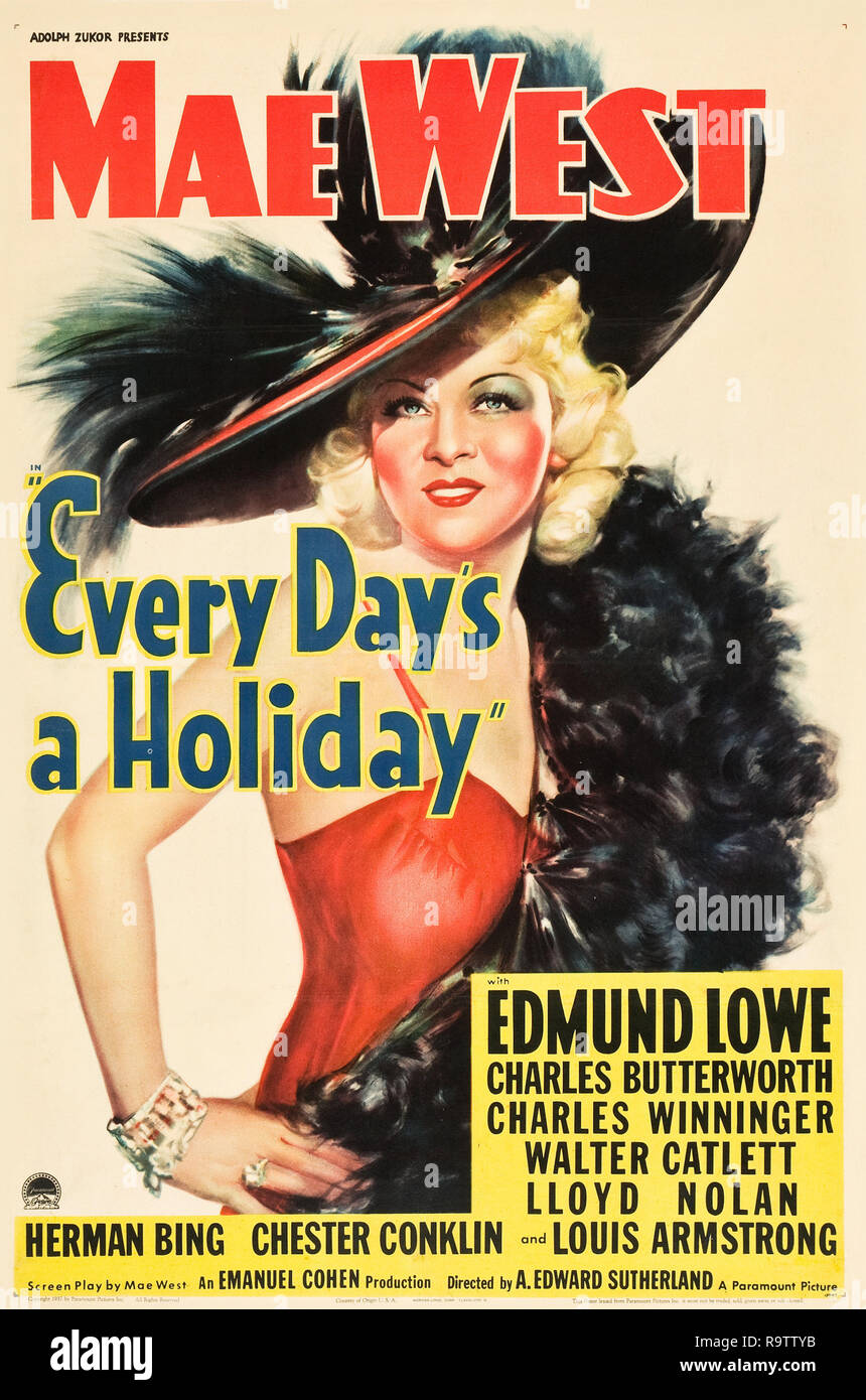 Jeder Tag ist ein Feiertag (Paramount, 1937). Plakat Mae West Datei Referenz # 33635 894 THA Stockfoto
