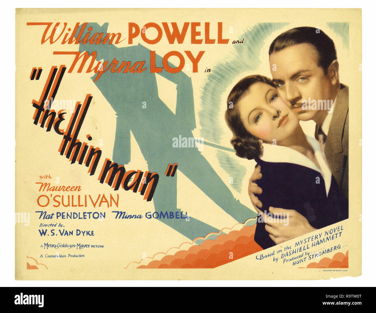 Der dünne Mann (MGM, 1934). Lobby Card/Poster William Powell, Myrna Loy Datei Referenz # 33635_931 THA Stockfoto