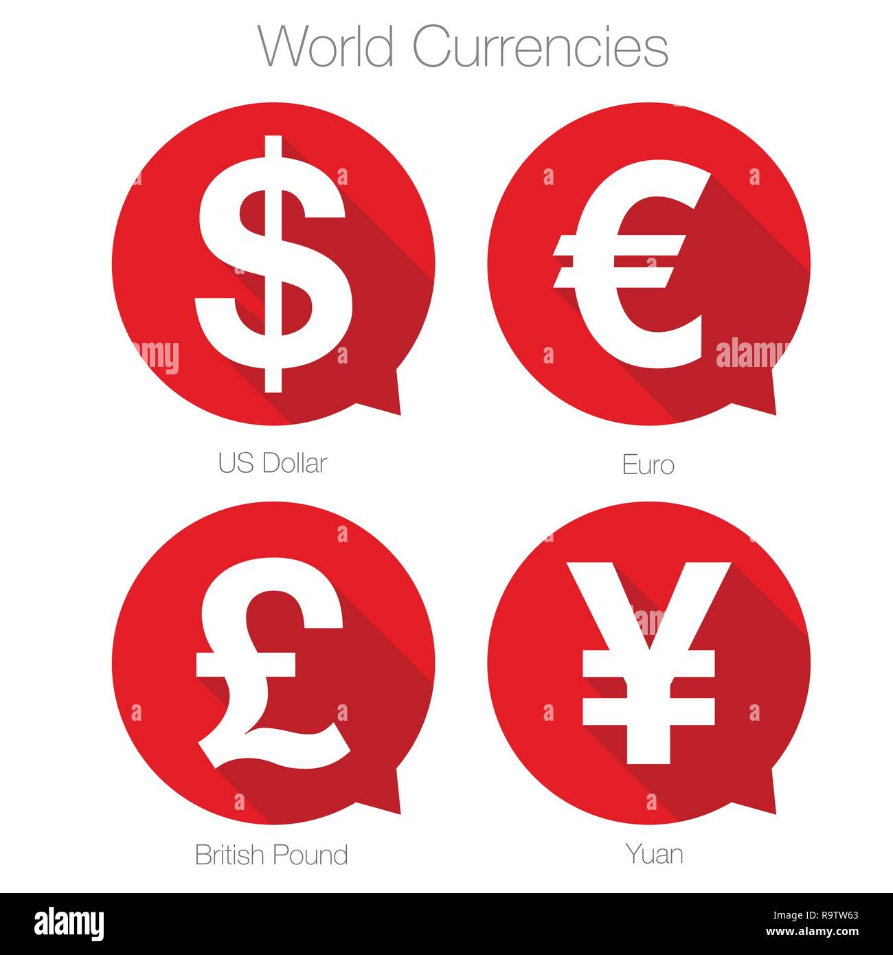 Währungen der Welt das Symbol gesetzt Stock Vektor