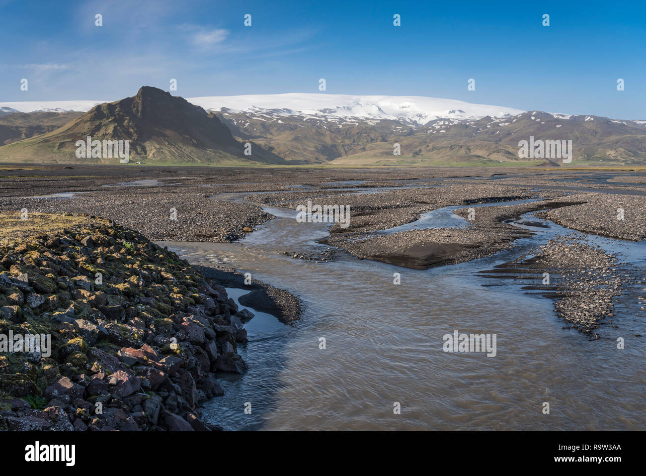Entwässerung schlick Muster im südlichen Island, Europa. Stockfoto