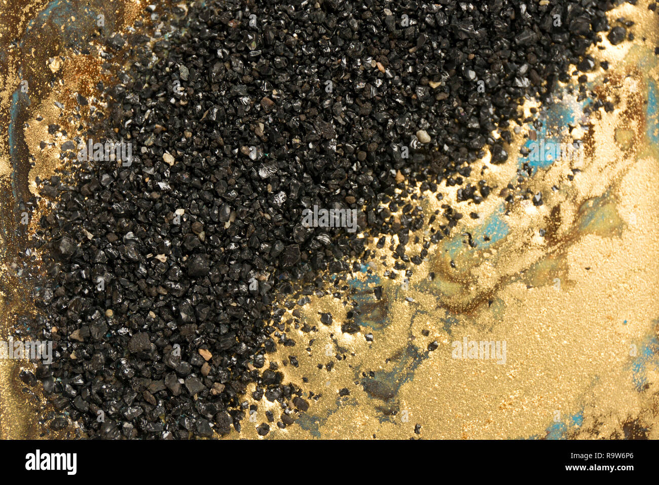 Gold Marmorierung Textur Design. Schwarze und goldene Marmor Muster. Fluid Kunst Stockfoto