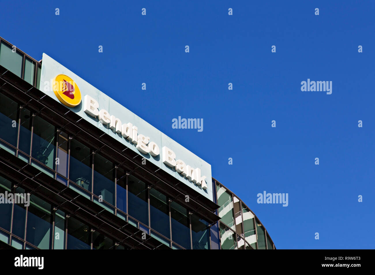 Die Bendigo Bank Corporate Office in den Docklands von Melbourne, Victoria, Australien. Stockfoto