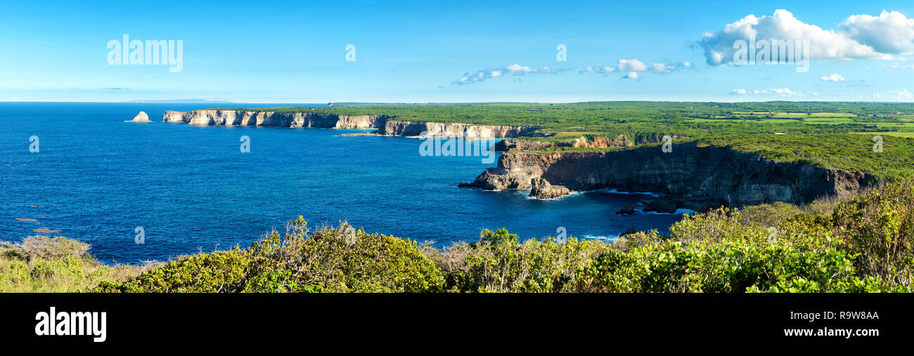 "Pointe de la Grande vigie' Klippen, Panoramaaussicht, Guadeloupe, Französisch Westindien Stockfoto