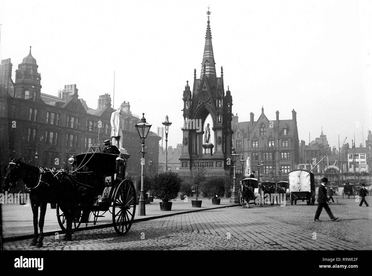 Albert Square in Manchester mit dem Scottish Provident Büros auf 1908 Links Stockfoto