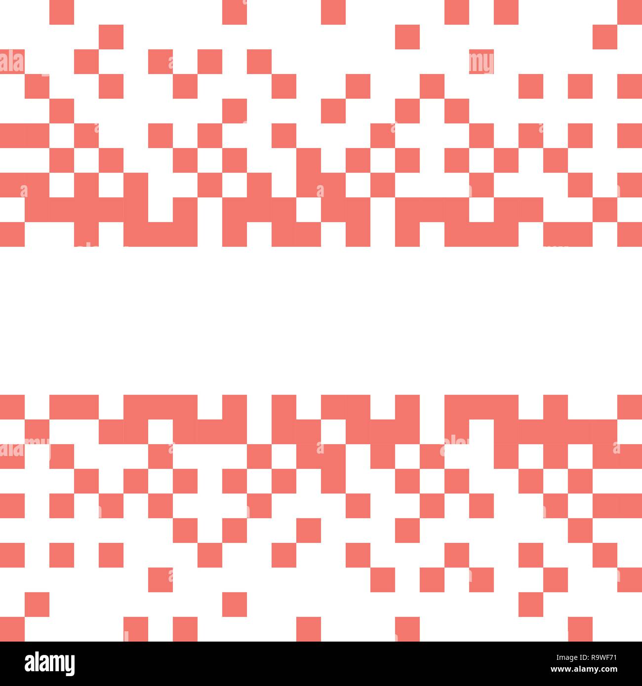 Abstract vector Hintergrund mit weißen Pixeln in Coral Farbe von 2019 Jahr Farbe inspiriert. Stock Vektor