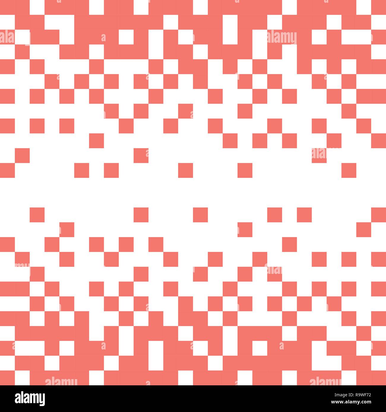 Abstract vector Hintergrund mit weißen Pixeln in Coral Farbe. Farbe des Jahres 2019. Stock Vektor