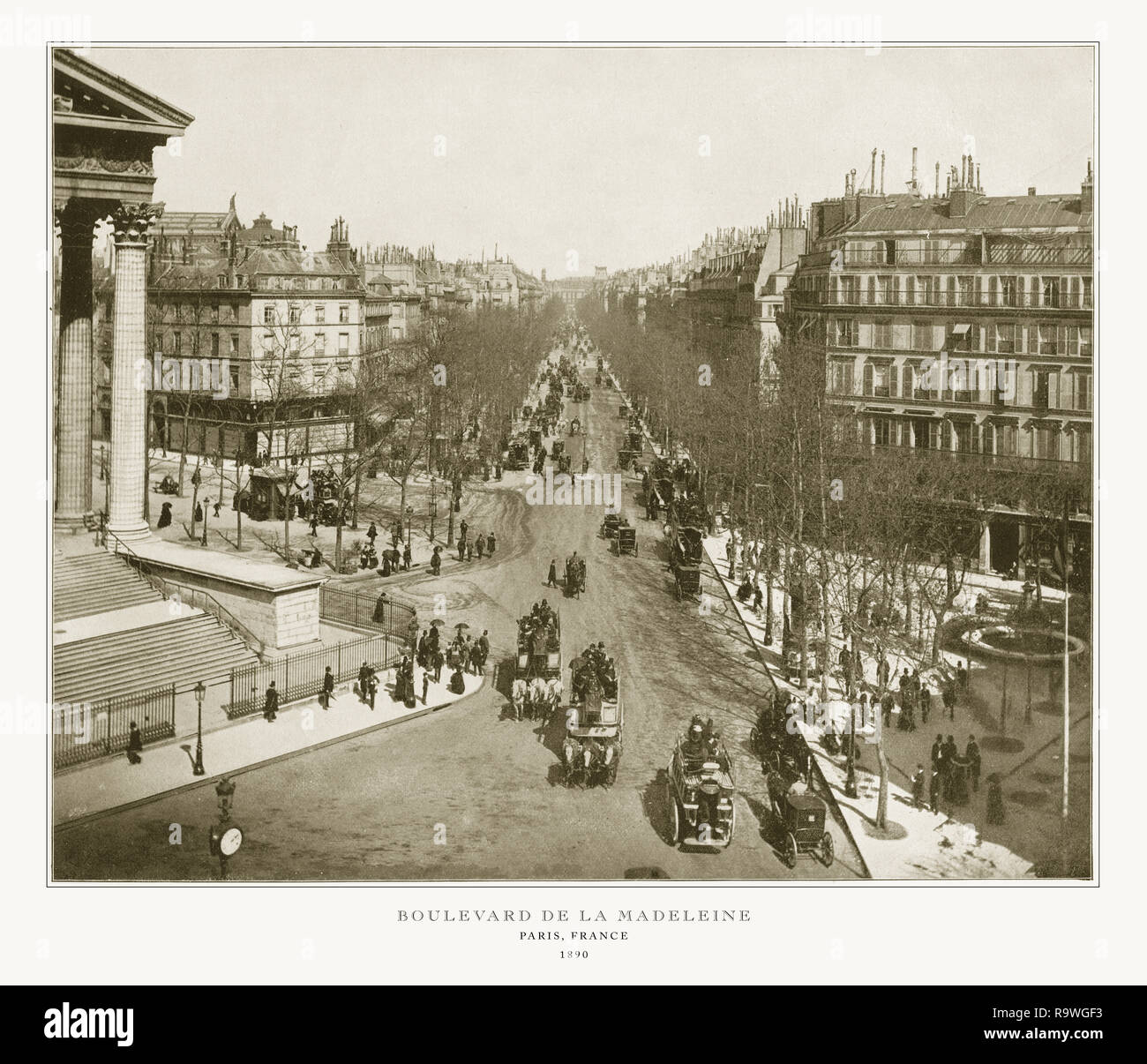 Boulevard De La Madeleine, antike Paris Photo, 1893 Stockfoto