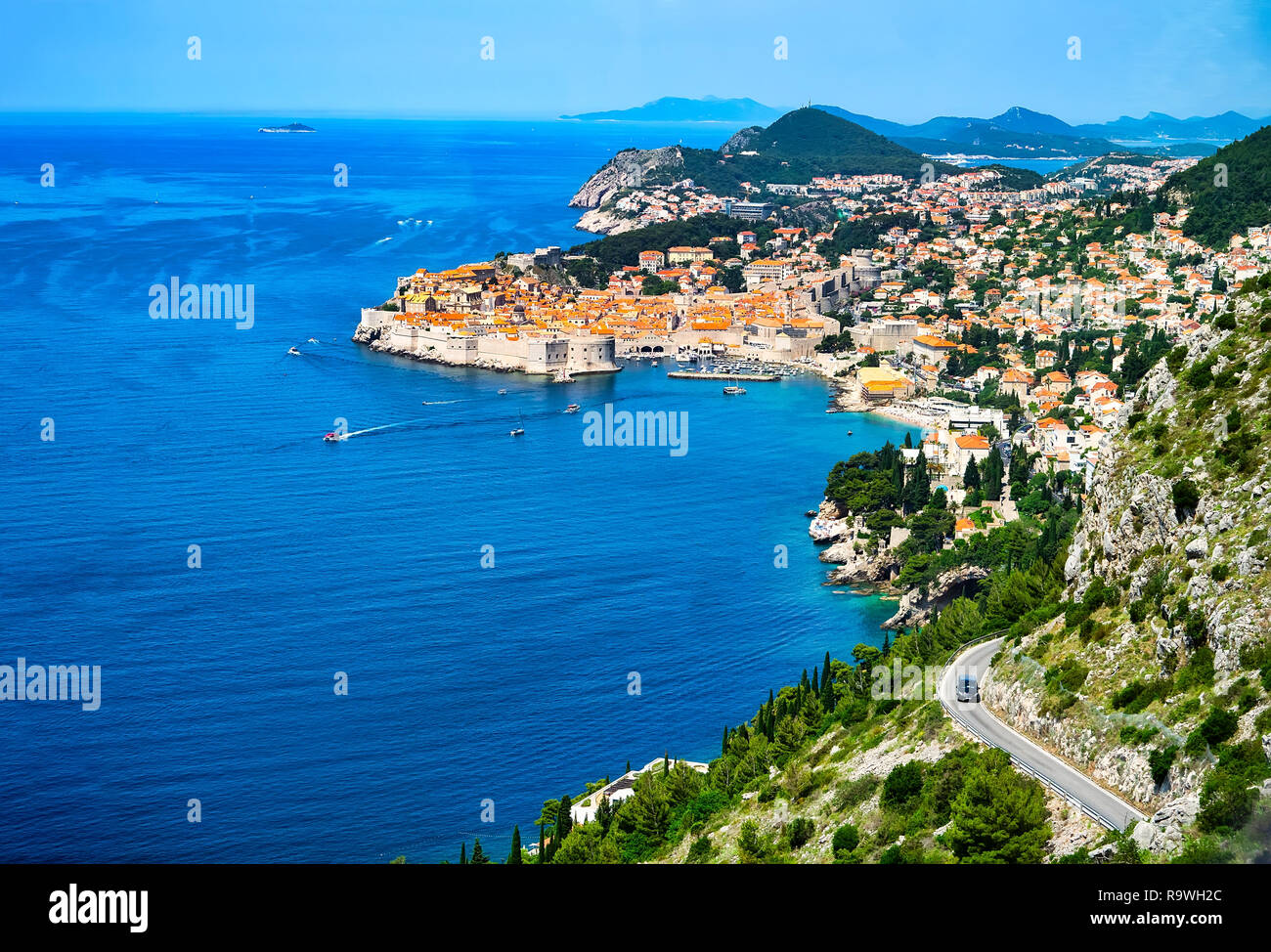 Berühmten Blick auf Altstadt Dubrovnik, Dalmatien, Kroatien Stockfoto