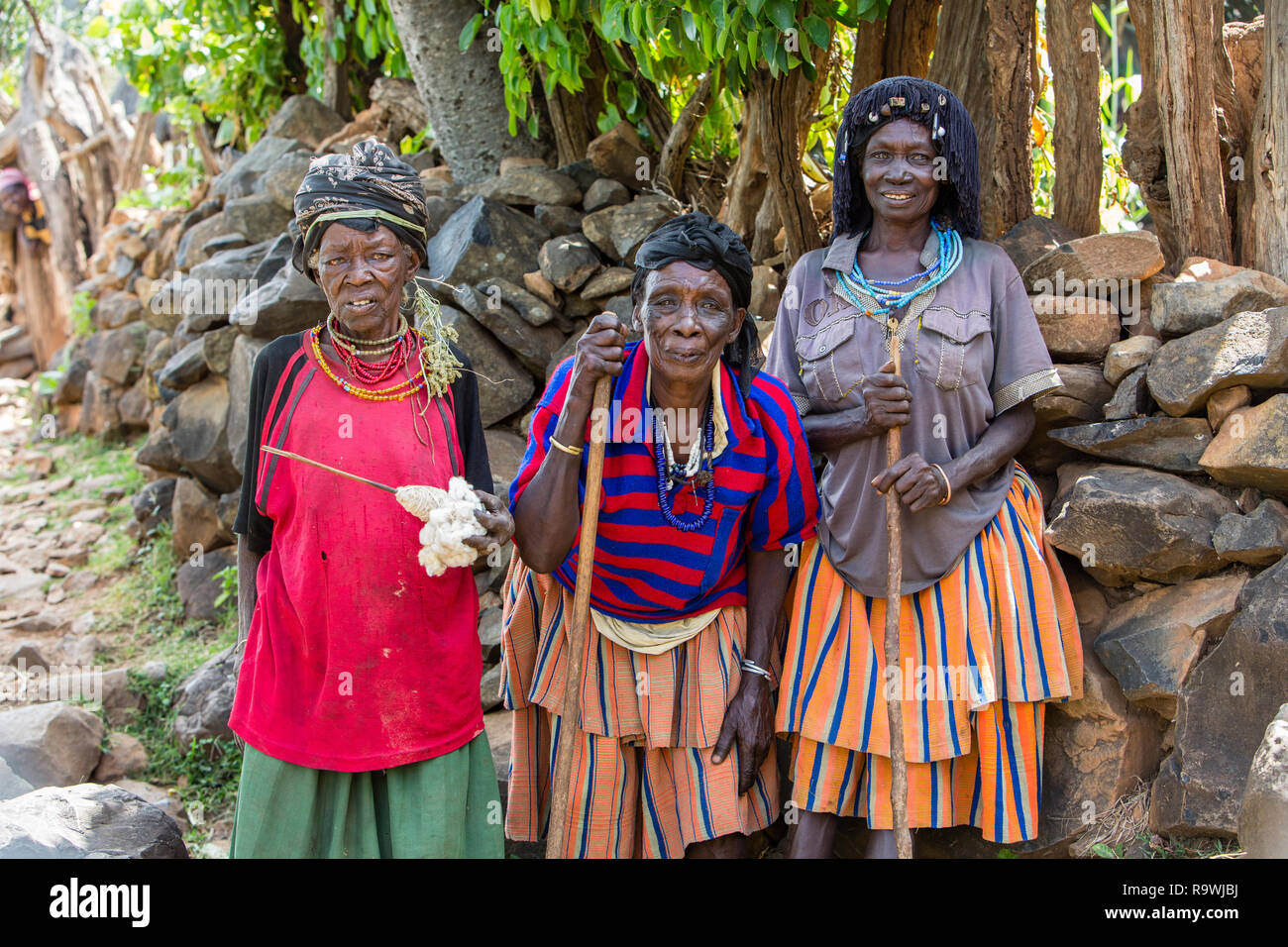 Konso Stammes Dorf Omo Valley, Äthiopien Stockfoto