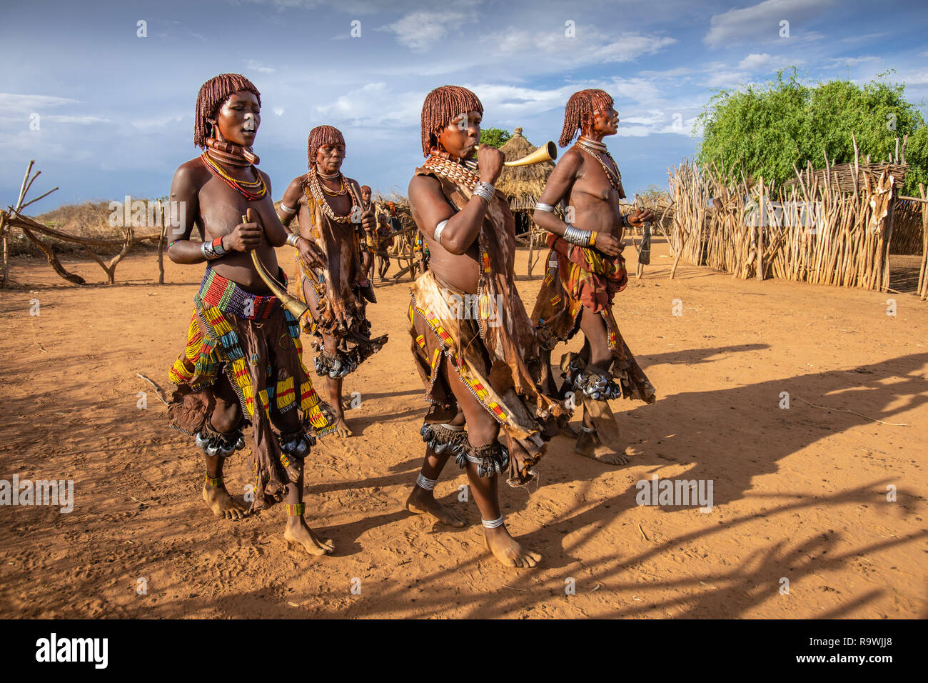 Hamar Stamm Zeremonie der Omo Valley, Äthiopien Stockfoto