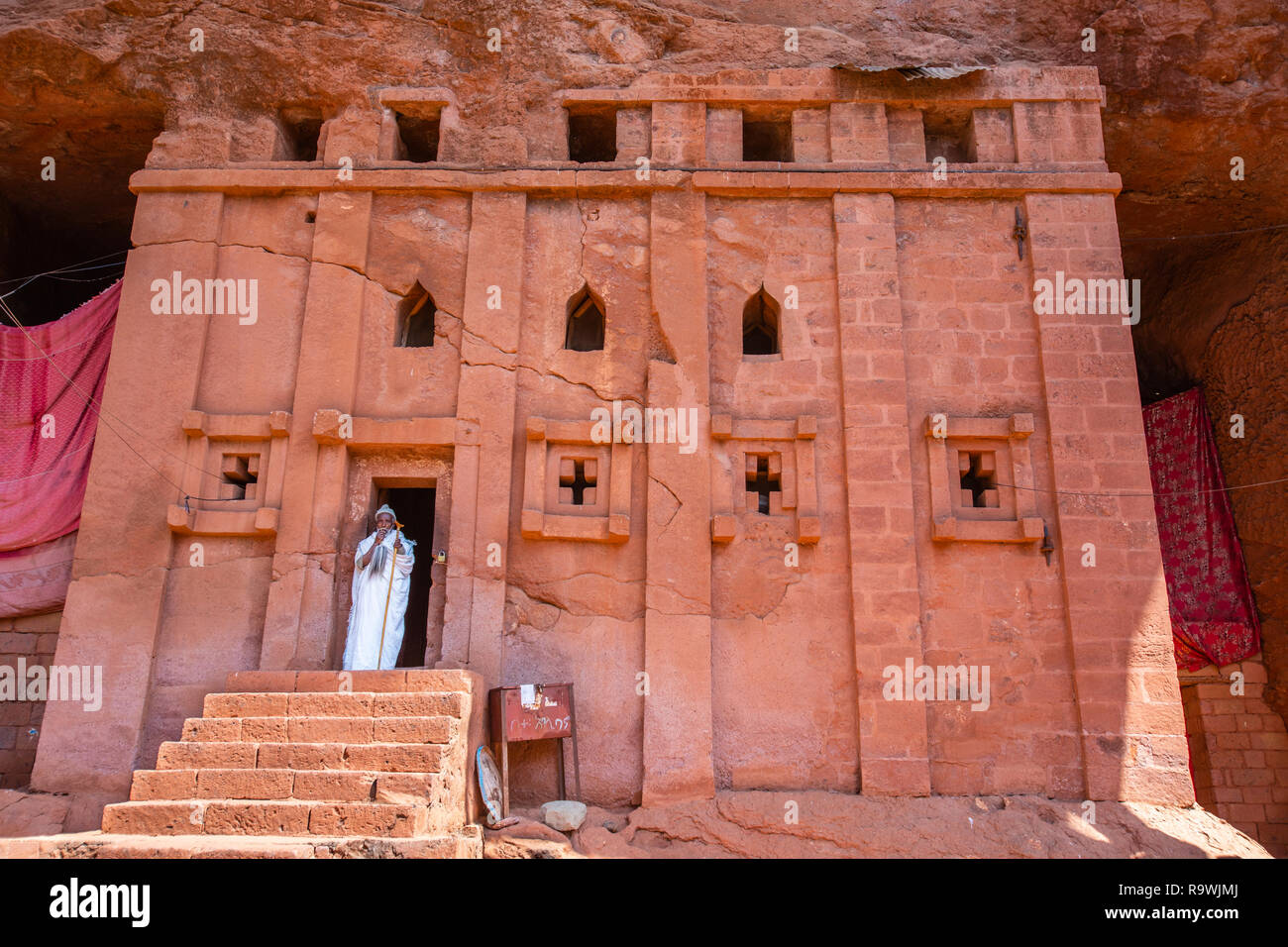 Die aus dem Felsen gehauenen Kirche von Haus des Abtes Libanos in Lalibela, Äthiopien Stockfoto