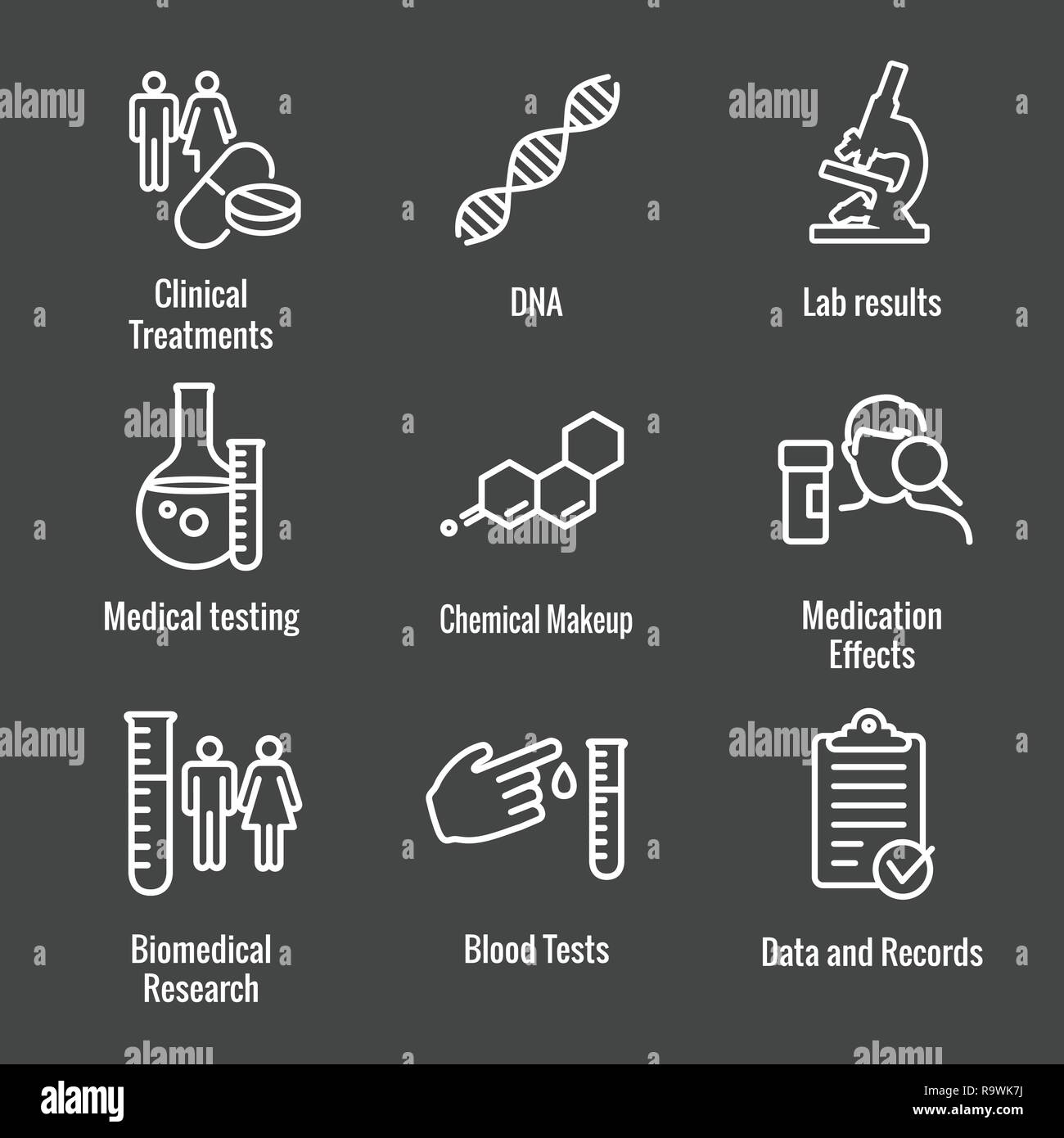 Medizinische Versorgung die Symbole - Menschen Charting Krankheit oder wissenschaftliche Entdeckung Stock Vektor