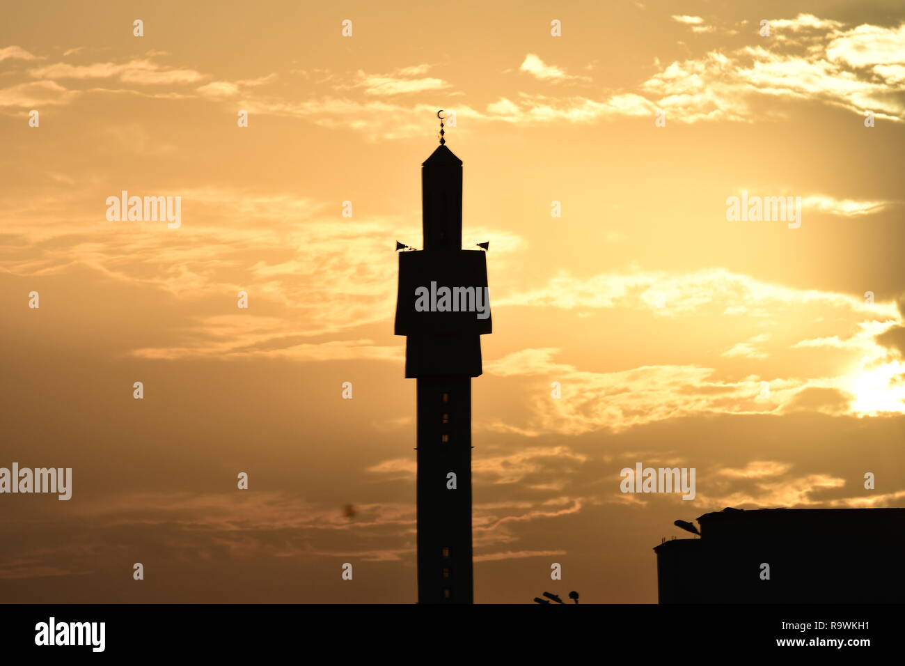 Sonnenuntergang in der Stadt Stockfoto