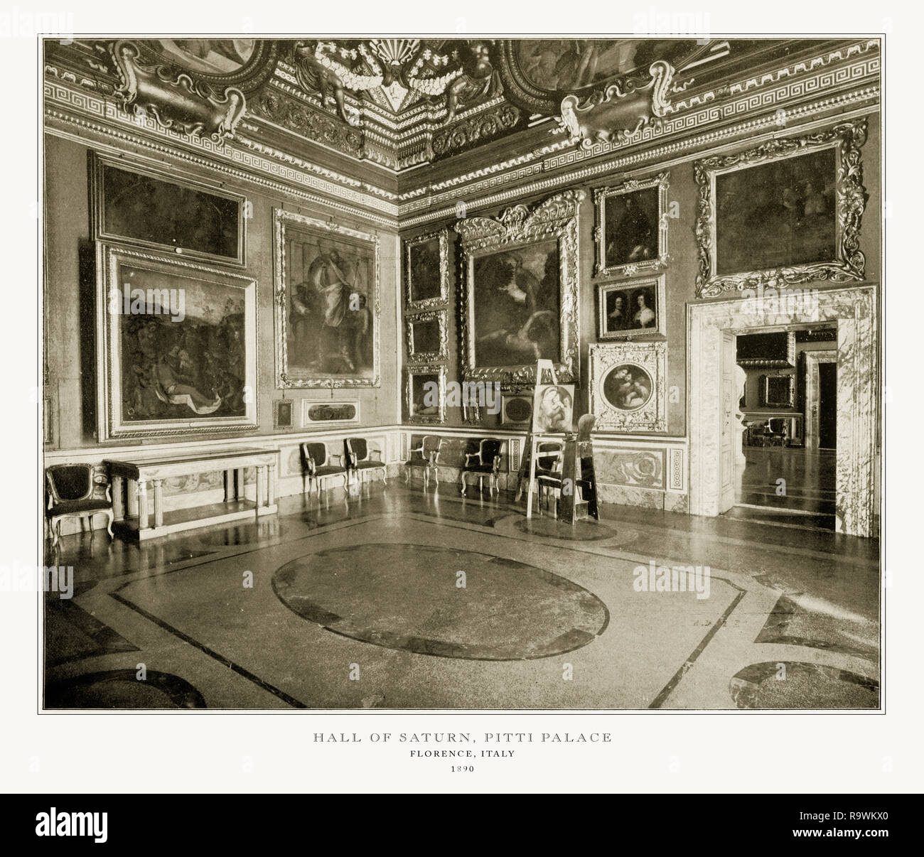 Halle des Saturn, Palazzo Pitti, Florenz, Italien, antiken italienischen Foto, 1893 Stockfoto