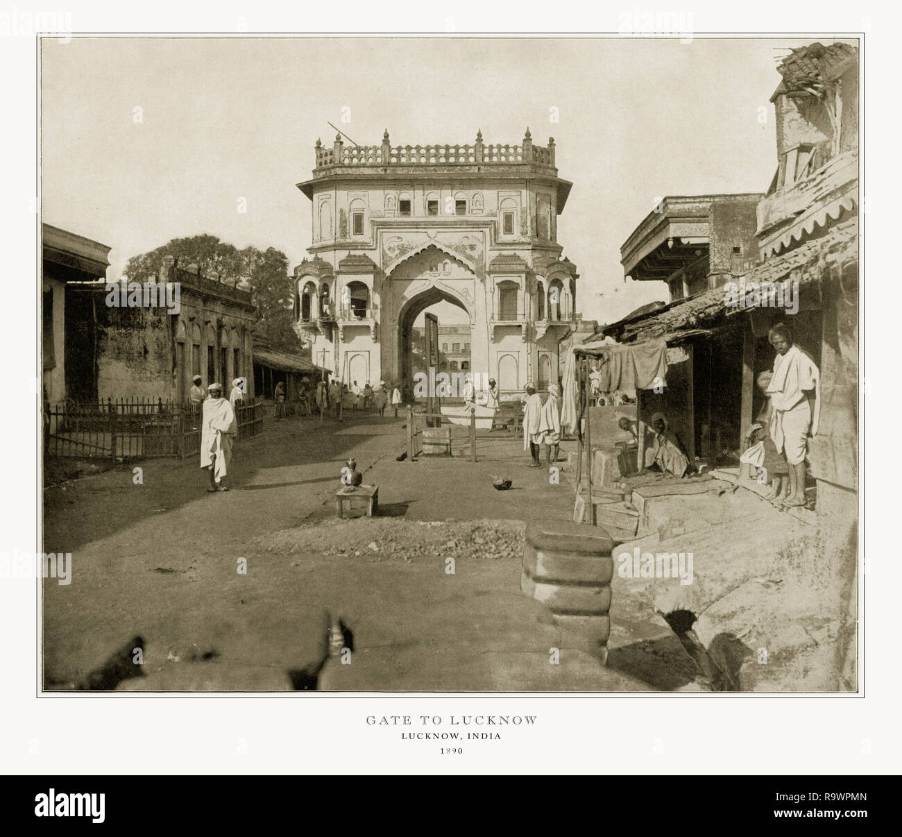 Tor in Lucknow, Indien, antiken Indien Foto, 1893 Stockfoto