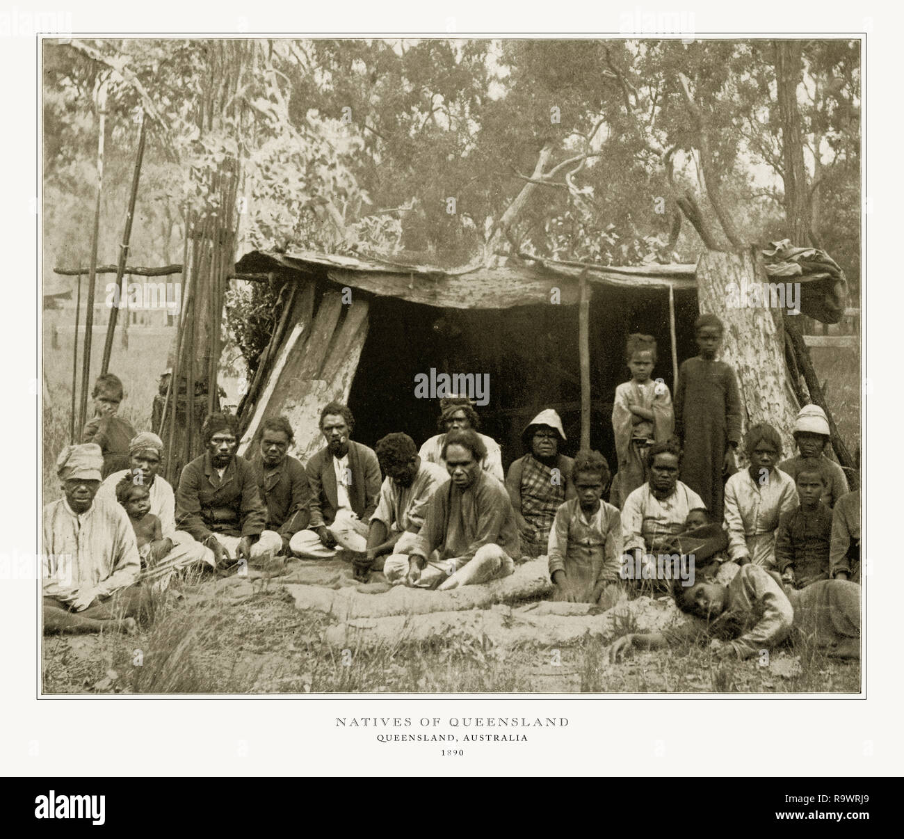 Ureinwohner von Queensland, Australien, Antiken australischen Foto, 1893 Stockfoto