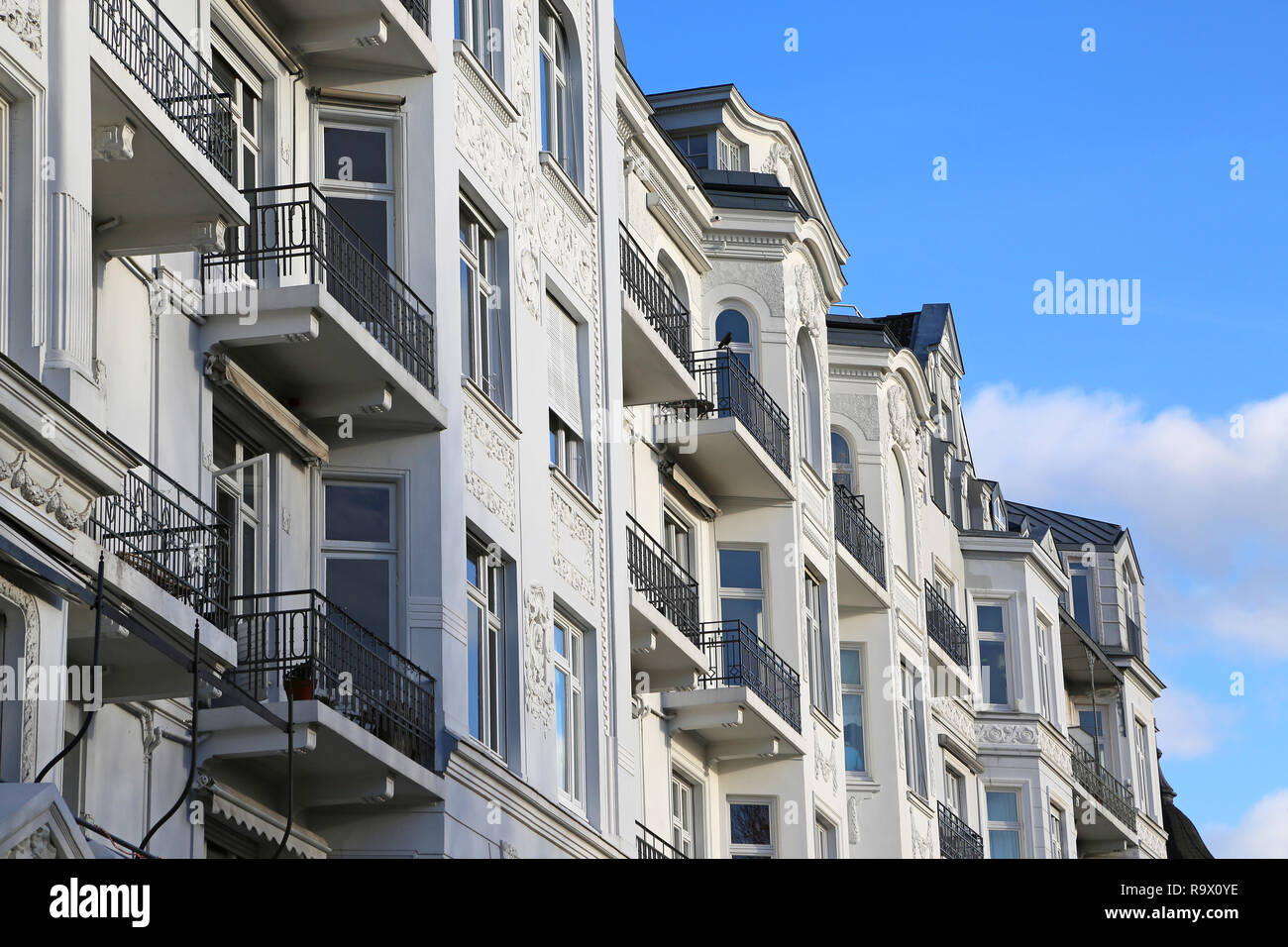 Historisches Jugendstil Häuser in Hamburg. Stockfoto