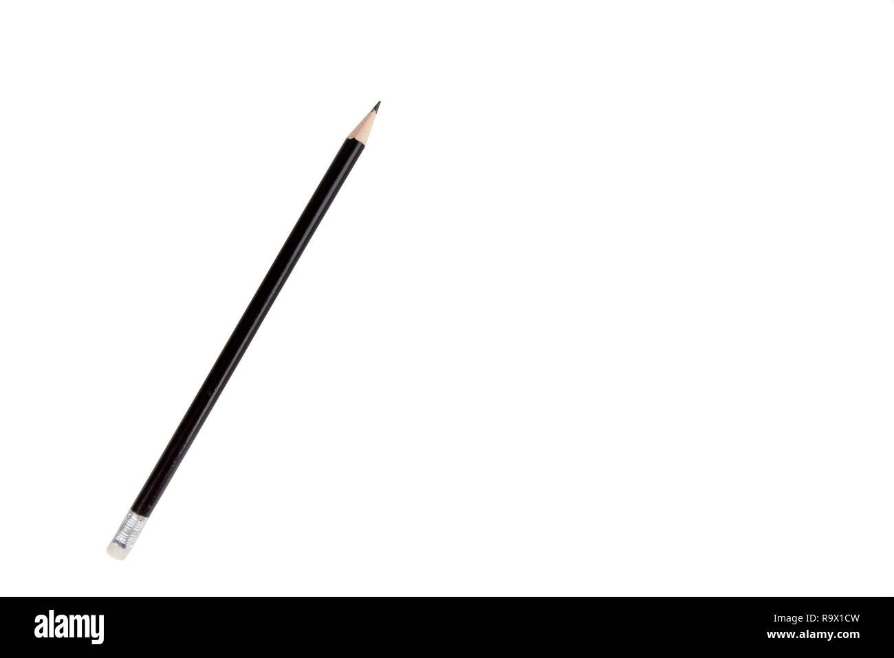 Schwarz Bleistift mit Radierer auf weißem Hintergrund Stockfoto