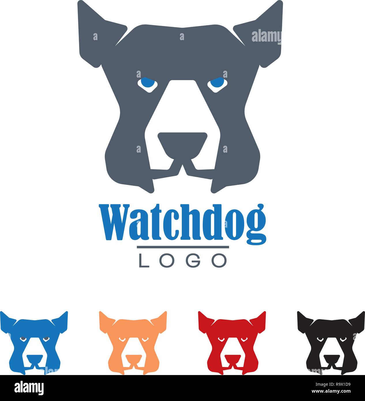 Logo Template mit Watchdog Vector Illustration. Schutz und Sicherheit Symbol. Stock Vektor