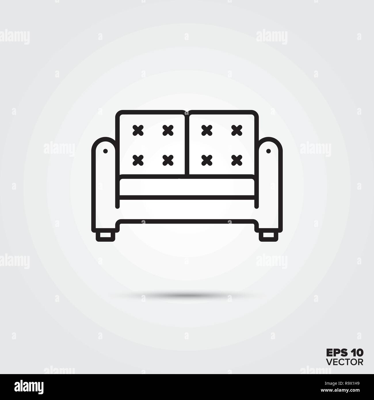 Couch Symbol Leitung Vector Illustration. Home Dekoration und Innenausstattung Symbol. Stock Vektor