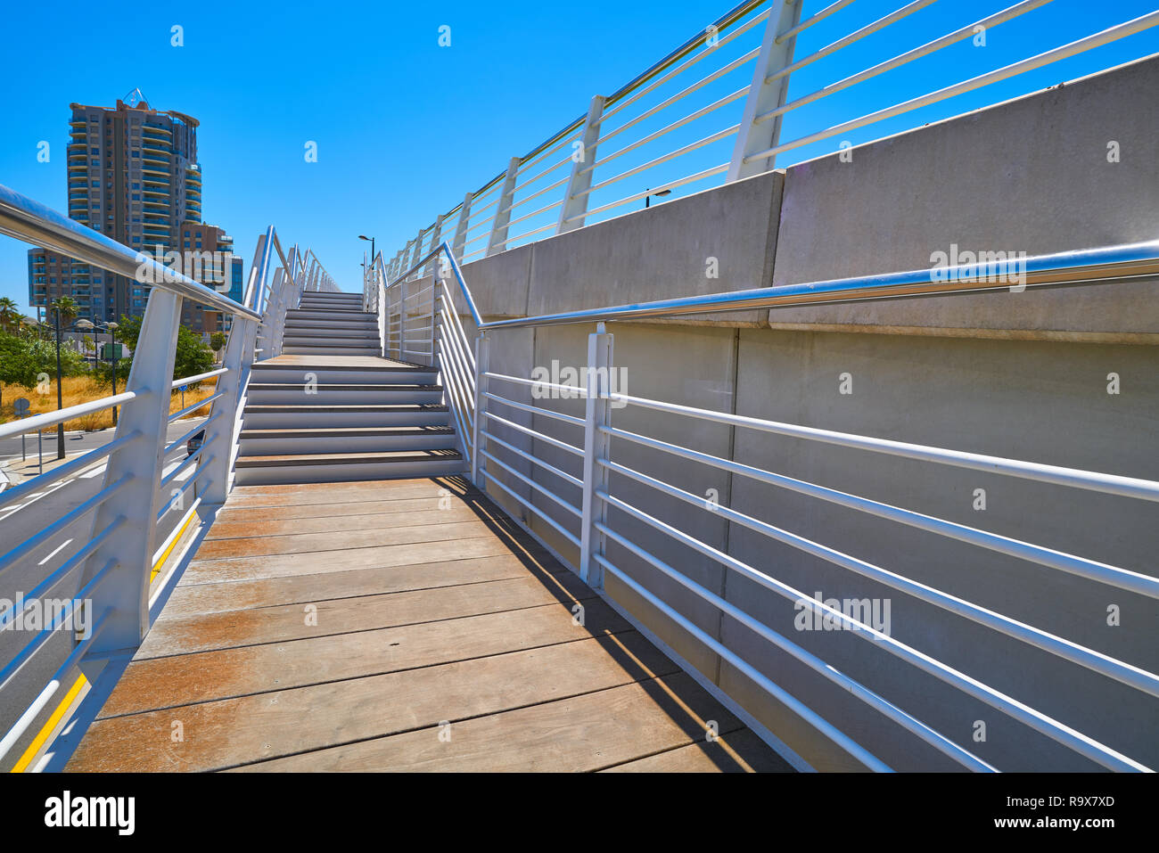 Stadt Valencia Geländer aus Stahl im modernen Bereich Spanien Stockfoto