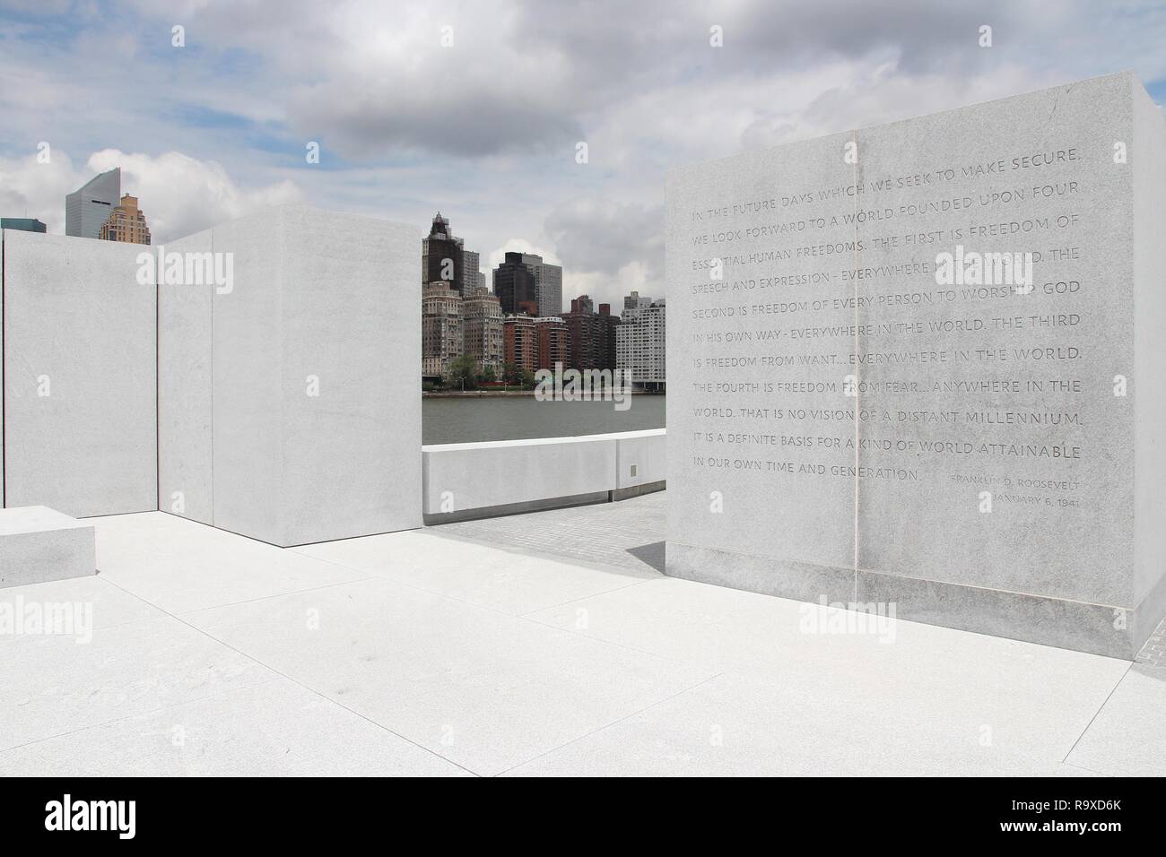 NEW YORK, USA - Juli 3, 2013: Franklin D. Roosevelt vier Freiheiten Park in New York. Es wurde im Jahr 2012 erstellt. Stockfoto