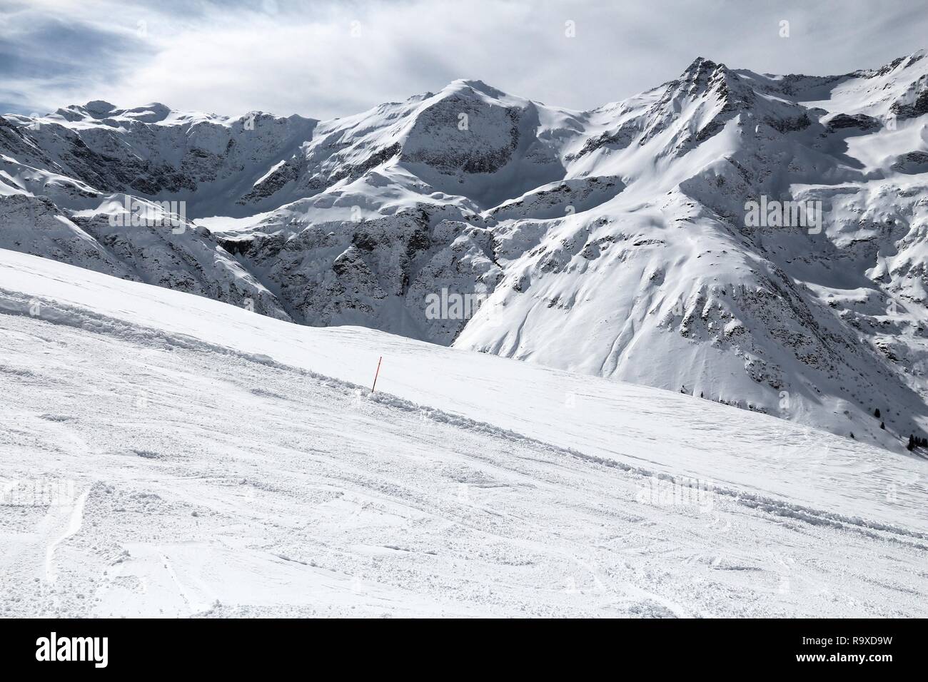 Sportgastein Skigebiet in Österreich. Schnee in den Alpen - Hohe Tauern im Winter. Stockfoto