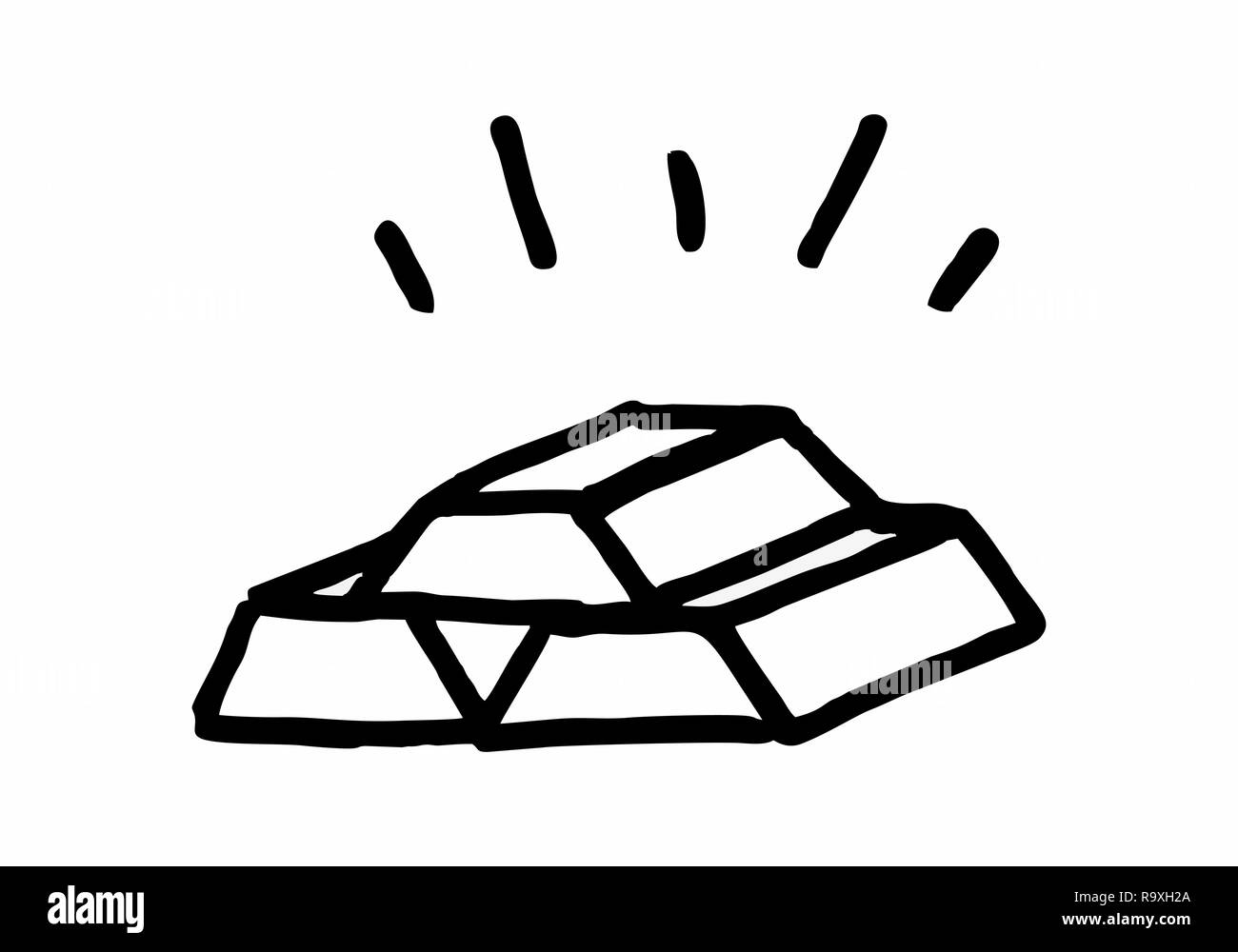 Eine freehand Illustration von gestapelten Gold Bars Stock Vektor