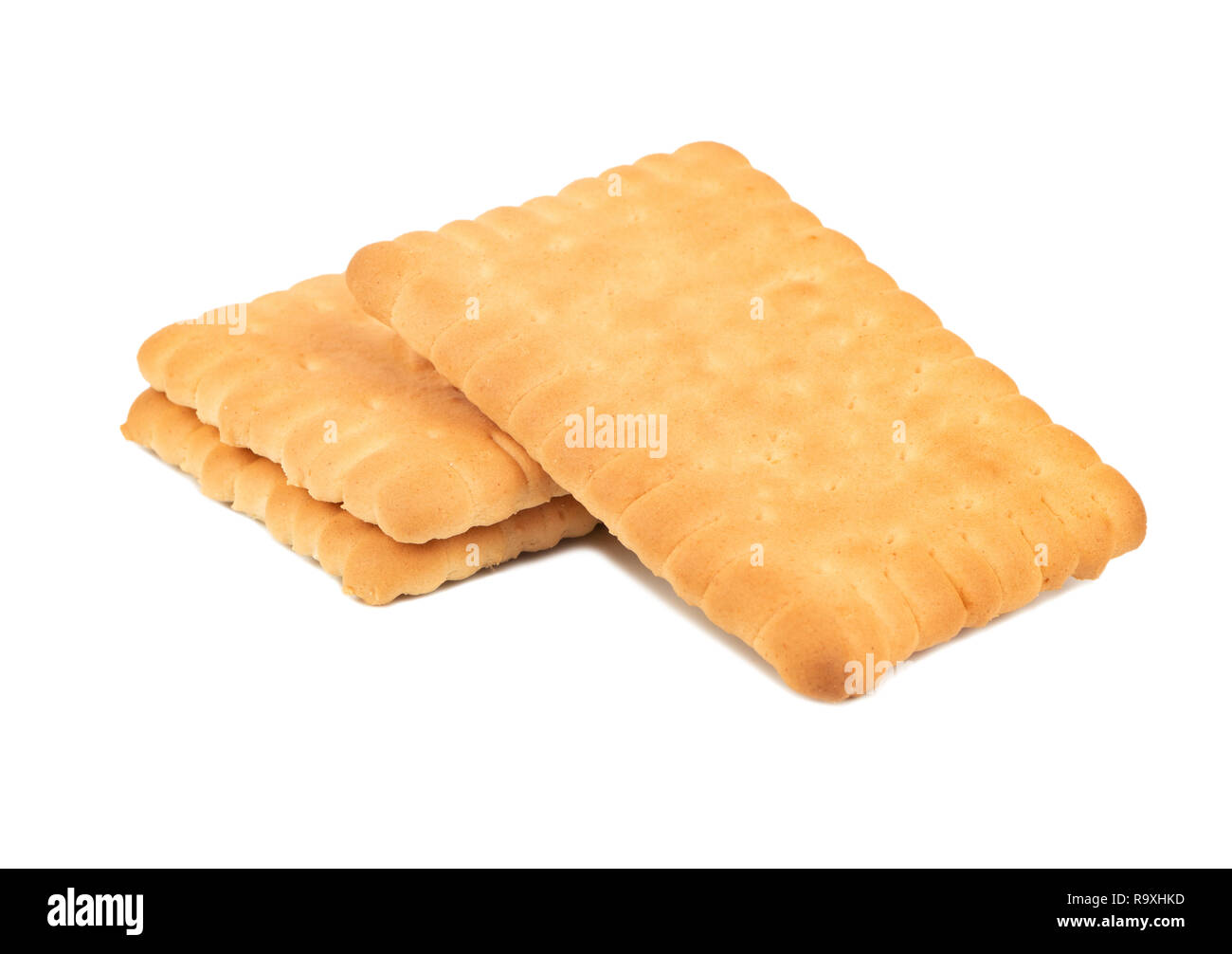 Drei köstliche rechteckige Cookies auf weißem Hintergrund Stockfoto