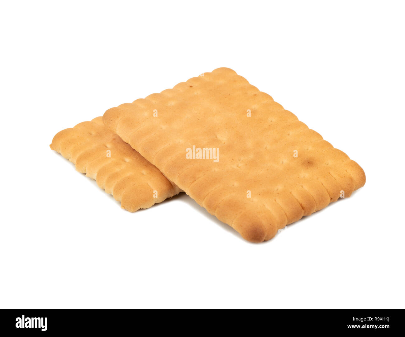 Zwei köstliche rechteckige Cookies auf weißem Hintergrund Stockfoto