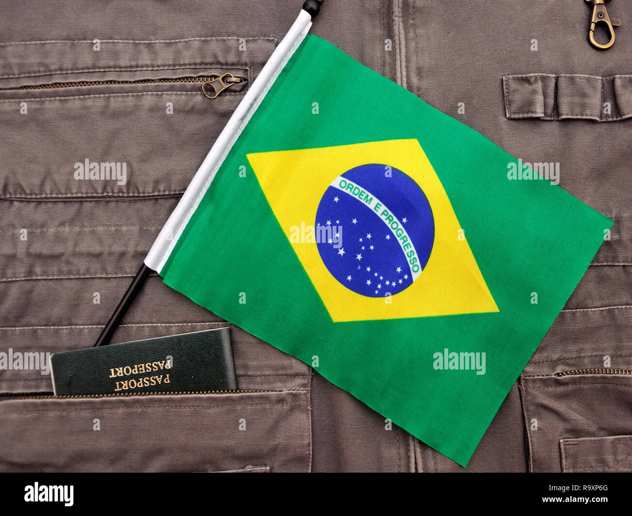 Brasilianischen unterstützer Flagge. Stockfoto